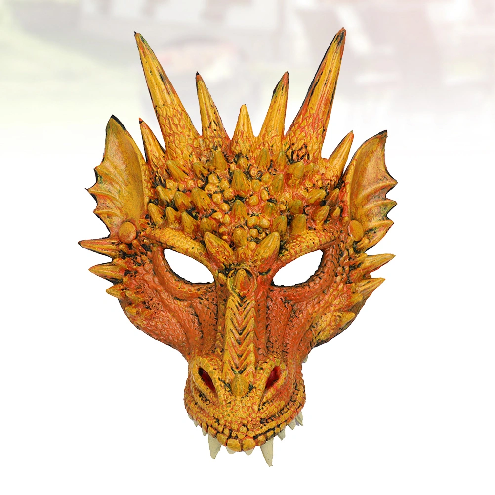 Dragon Mask Costume Prop Mask Dress-up Accessory for Halloween Masquerade Cosply Costume Party Carnival Performance (Yellow)