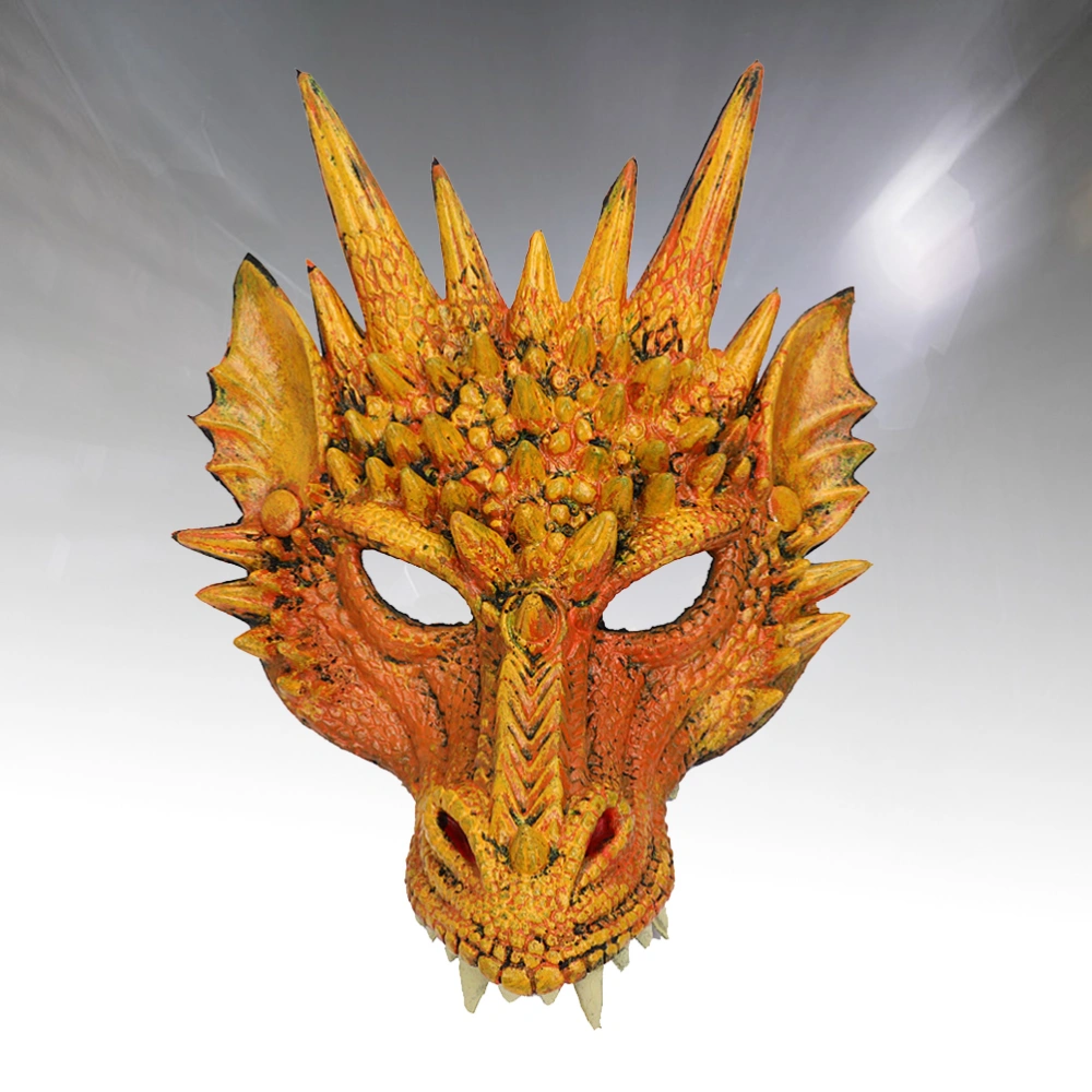 Dragon Mask Costume Prop Mask Dress-up Accessory for Halloween Masquerade Cosply Costume Party Carnival Performance (Yellow)