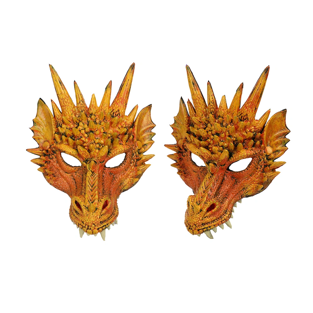 Dragon Mask Costume Prop Mask Dress-up Accessory for Halloween Masquerade Cosply Costume Party Carnival Performance (Yellow)