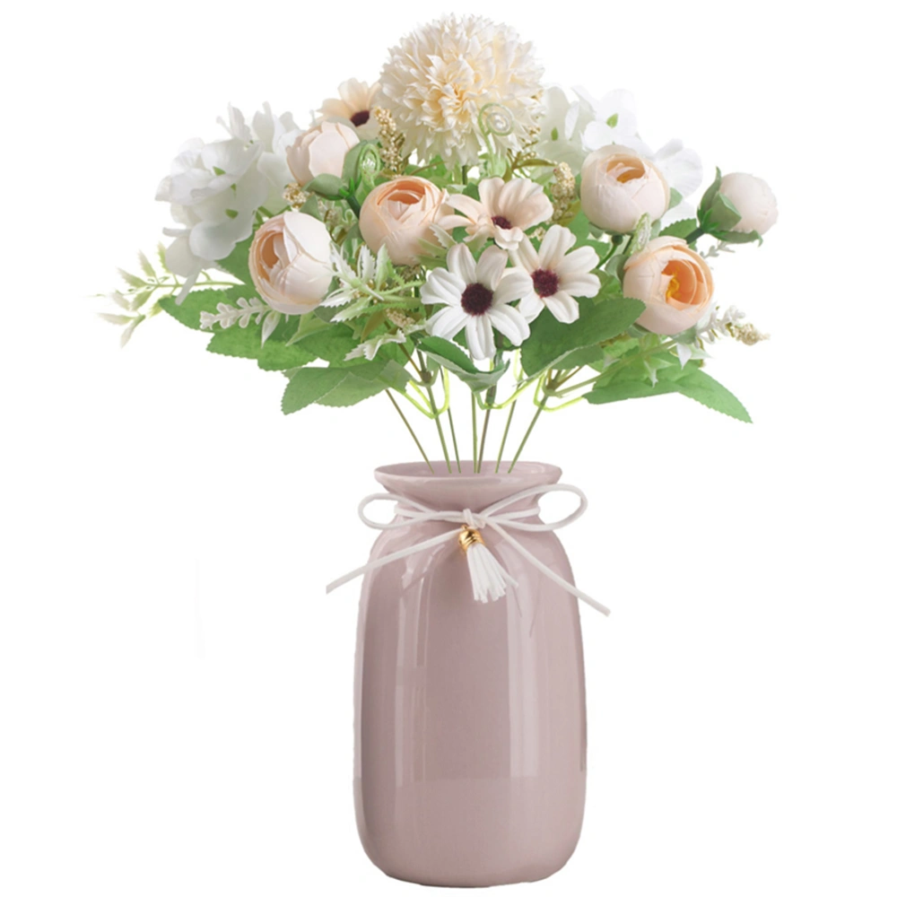 Assorted Flower Bud Artificial Flower Bundle Photography Prop for Bouquet Home Office Wedding Decoration (White)