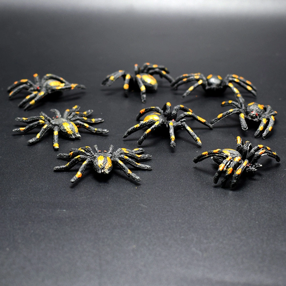 12pcs Realistic Fake Spiders Creepy Lifelike Spiders Horror Decorations Props Prank for Halloween Club Pub Haunted House