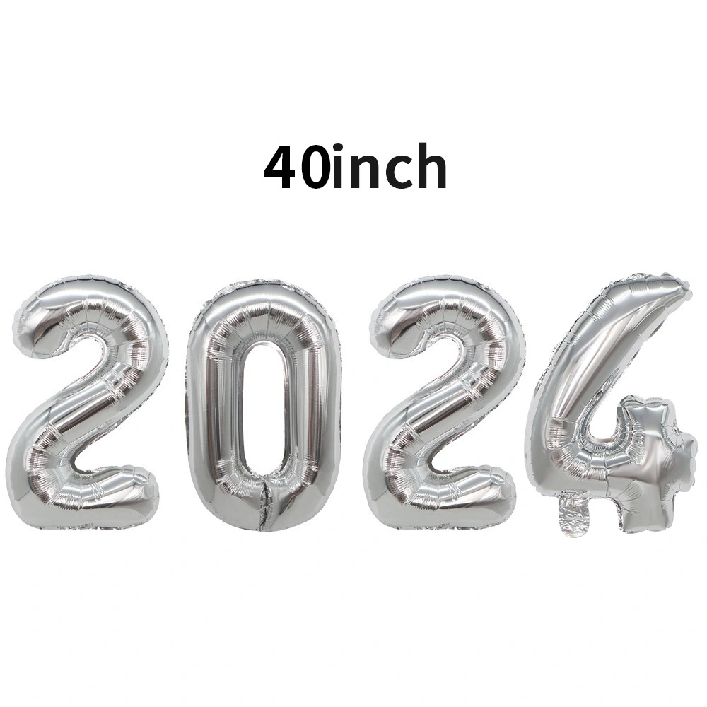 1 set of 2024 Number New Year Balloons New Year Eve Party Balloons Decorative Balloons