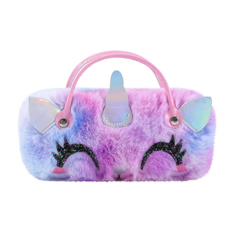 Portable Sunglasses Case Eyeglasses Case Plush Unicorn Glasses Case with Handle