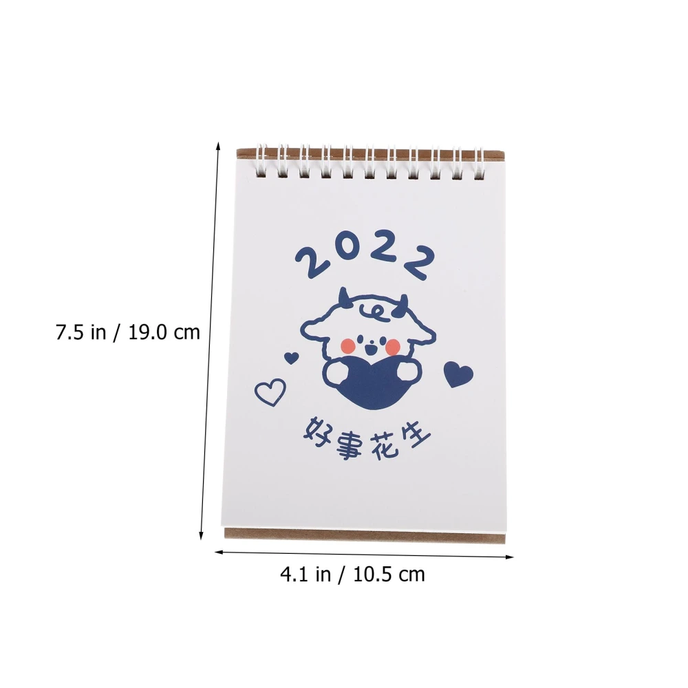 2Pcs Home Office Use Small 2022 Calendar Decors Cartoon Style Desktop Calendars