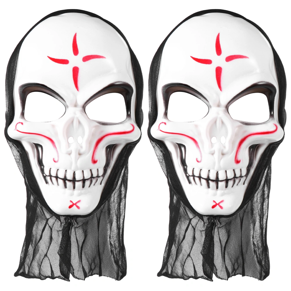 2 Pcs Skull Pattern Mask Full Face Protective Mask Halloween Decorative Mask