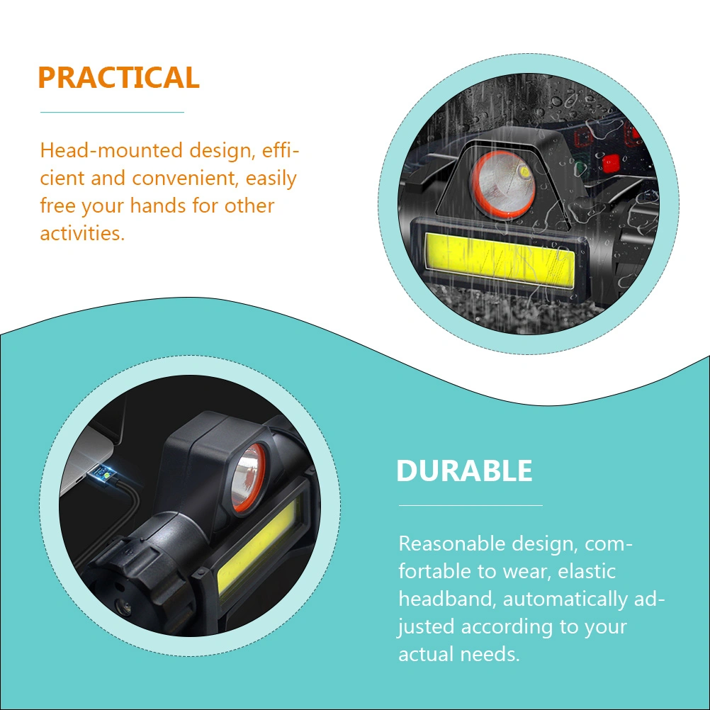 1pc Head Mounted Flashlight USB Charging Headlight Outdoor Lighting Flashlight