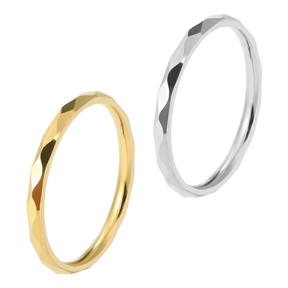 2Pcs Titanium Steel Couple Finger Rings Fashion Lovers Ring Chic Finger Decors