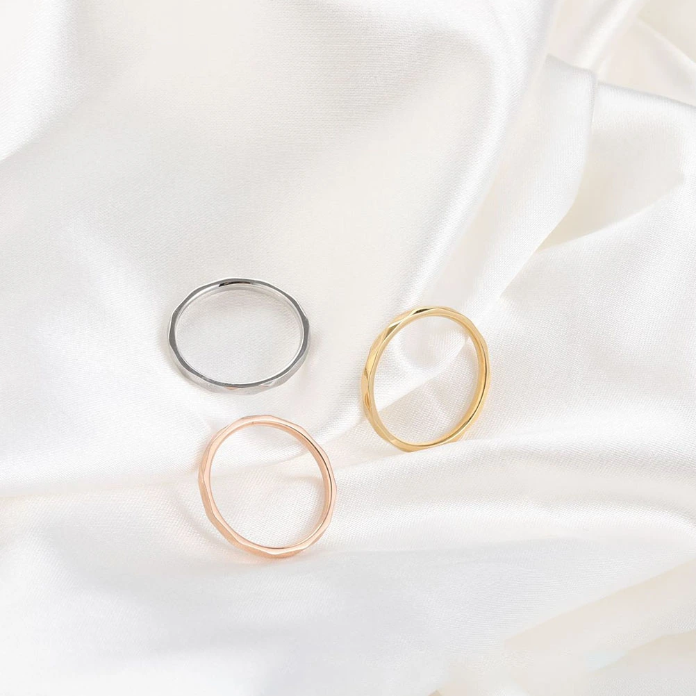 2Pcs Titanium Steel Couple Finger Rings Fashion Lovers Ring Chic Finger Decors