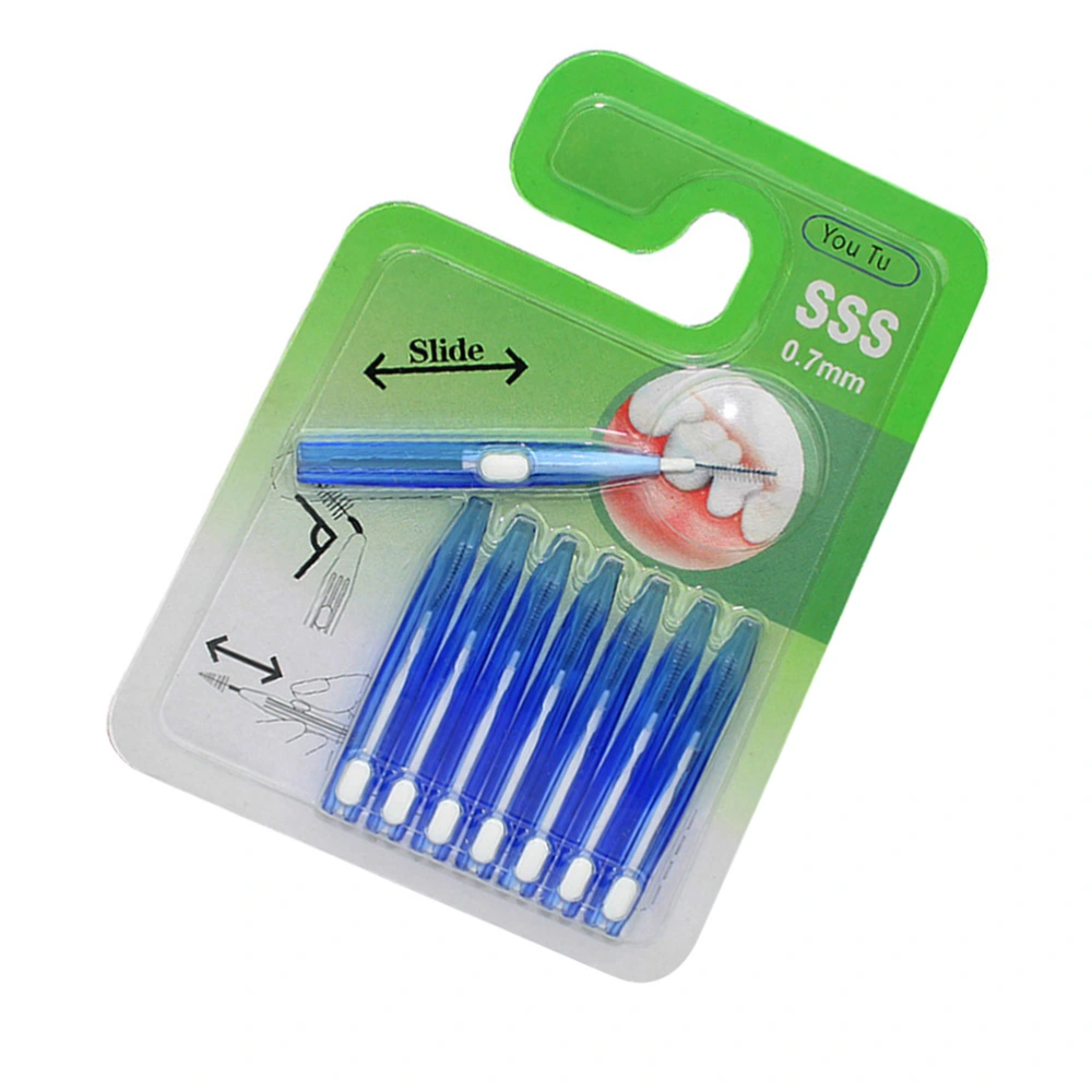 8pcs Push-pull Interdental Brush Retractable Interdental Brush Teeth Residue Cleaning Brushes Portable Interdental Brush for Girls Women Men Use Blue