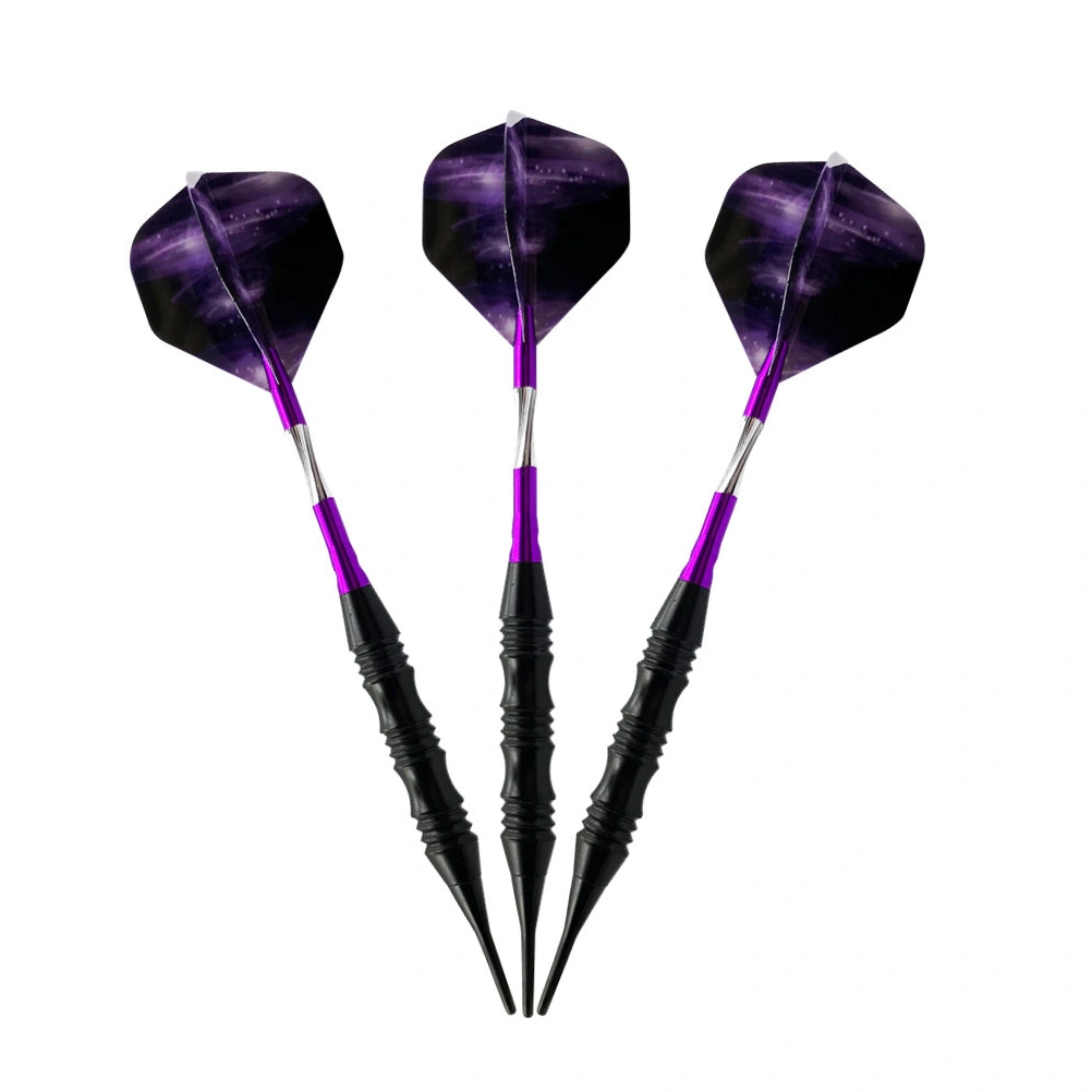 3psc Match Darts Portable Needle Tipped Darts Drop-resistant Aluminum Rod Flights Darts For Sports Events With Storage Case (Purple)