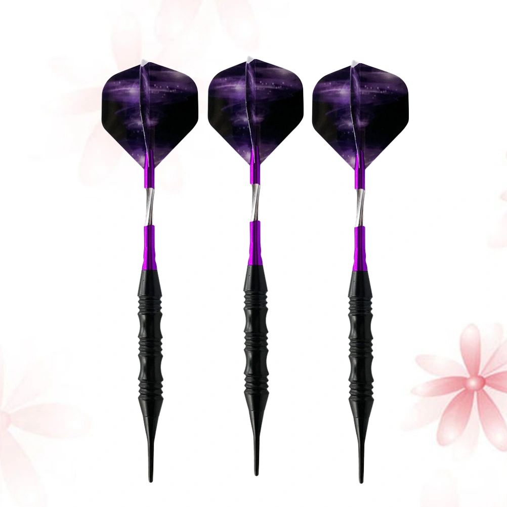 3psc Match Darts Portable Needle Tipped Darts Drop-resistant Aluminum Rod Flights Darts For Sports Events With Storage Case (Purple)