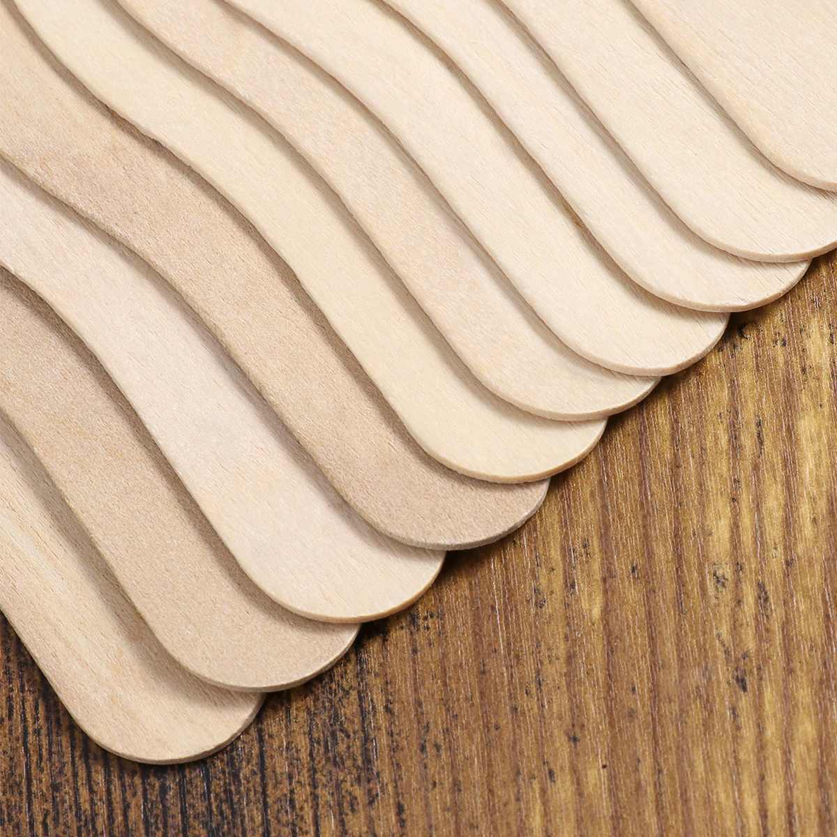 BESTONZON 100pcs Wooden Ice Cream Spoons Wood Taster Spoons Popsicle Paddles Spoon