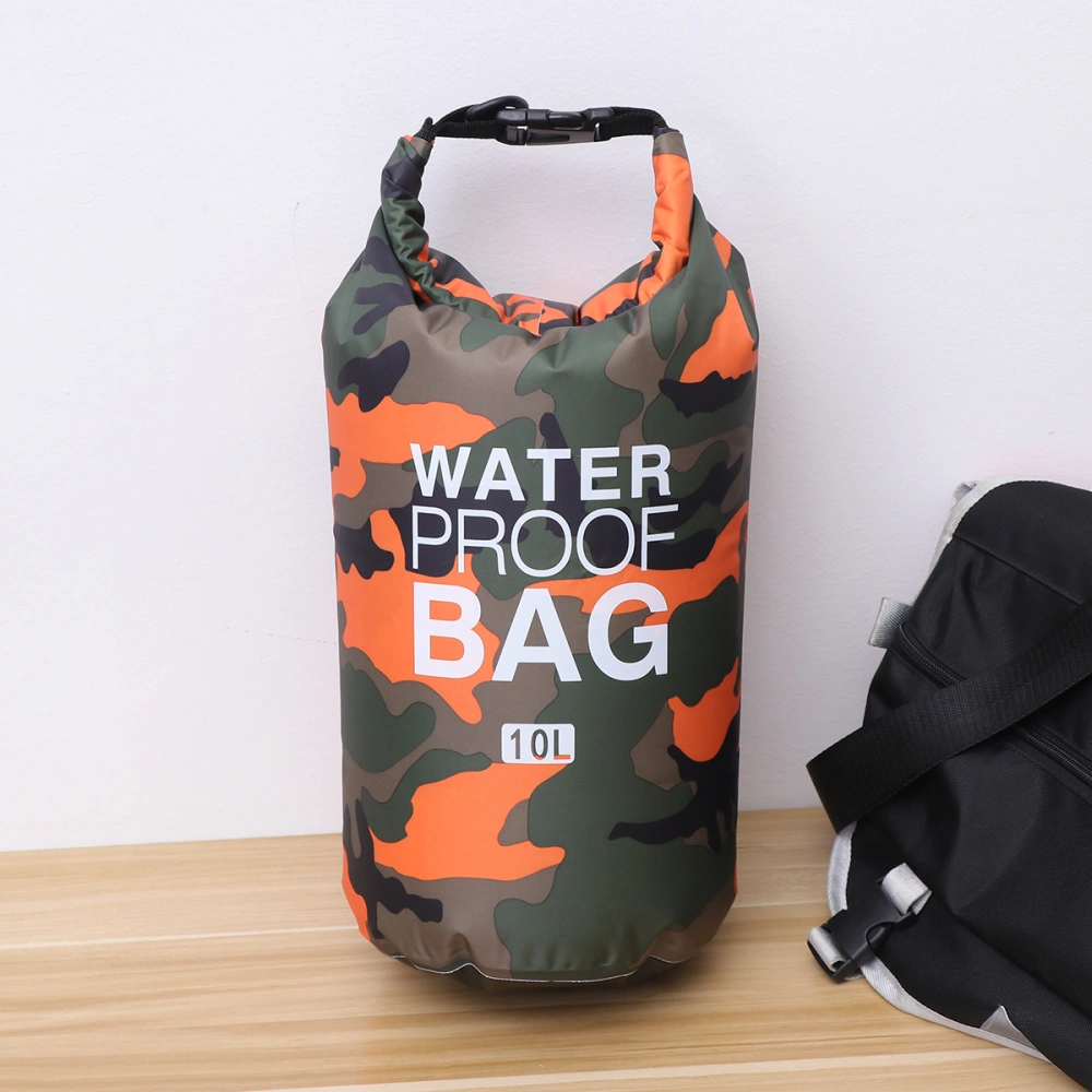 Waterproof Camouflage Single Shoulder Bag 10L Portable Sack for Kayaking Beach Rafting Boating Hiking Camping and Fishing (Orange)