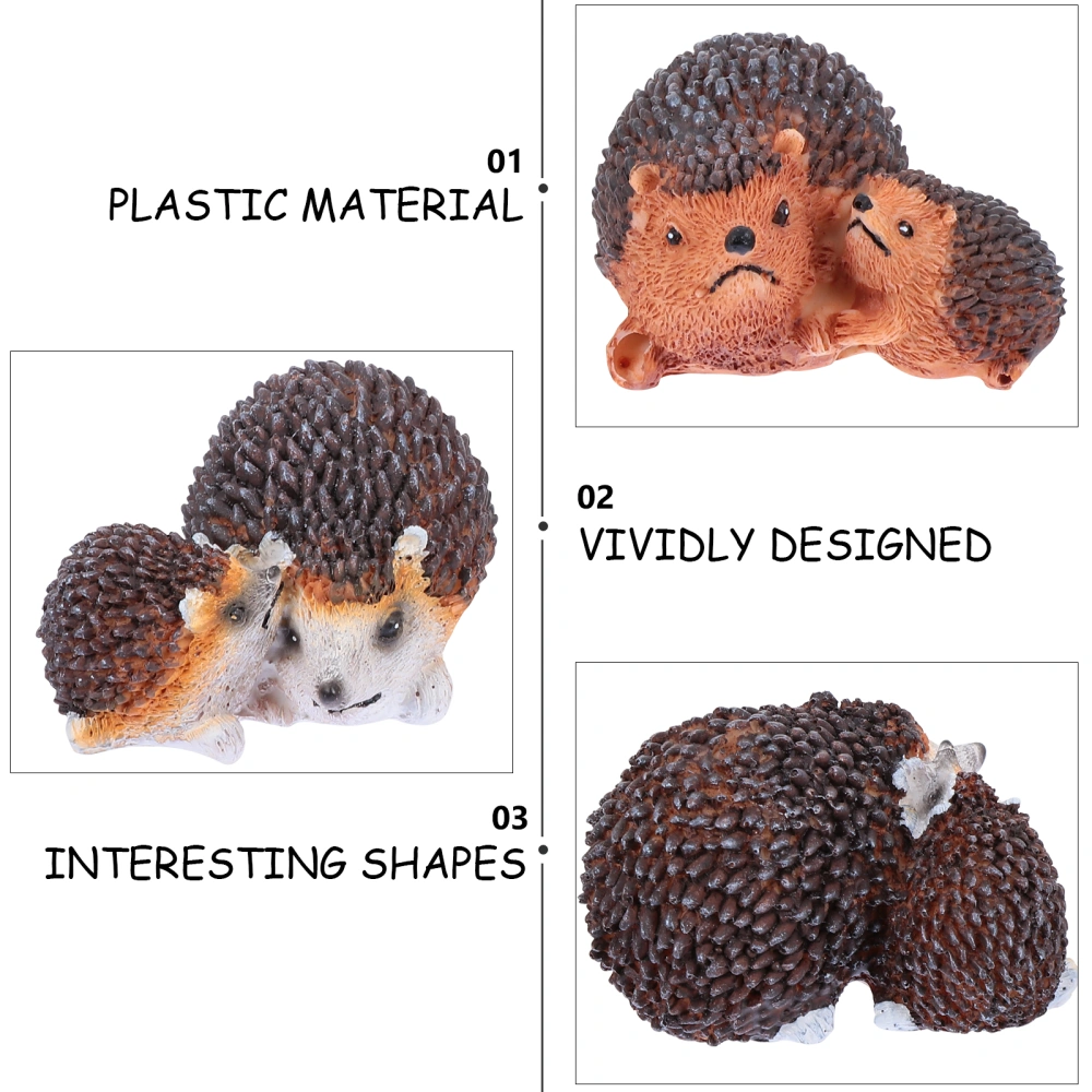 1 Pair Vivid Hedgehog Figurines Gardening Ornaments Potted Plants Decor