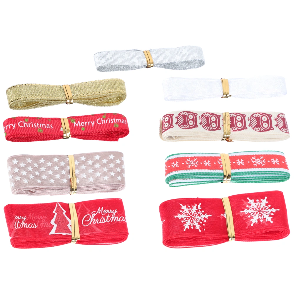 9Pcs Christmas Packaging Ribbon Xmas DIY Bowknot Ribbon Gift Wrapping Ribbon