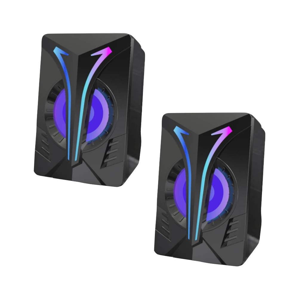 1 Pair Usb Powered Stereo Speakers Tabletop Computer Speakers RGB Light Speaker
