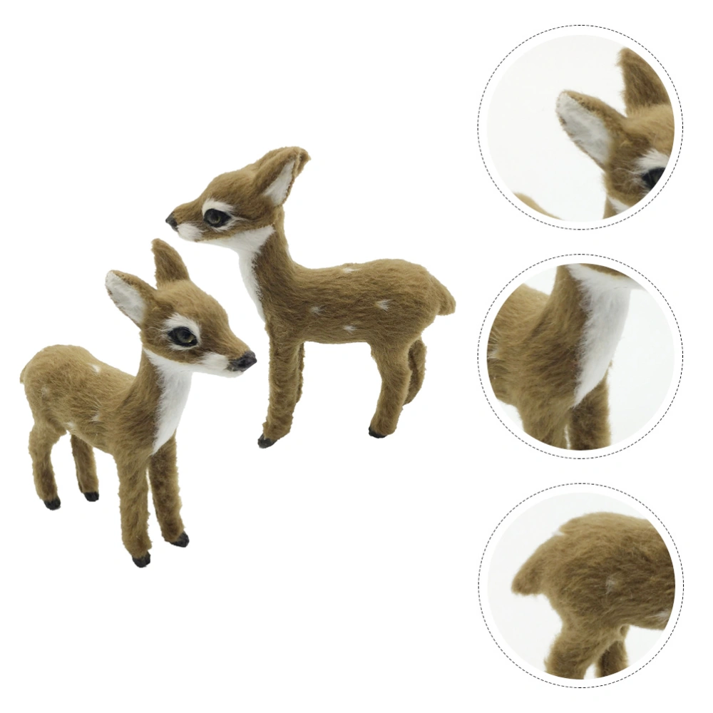 2pcs Small Plush Deer Home Decoration Deer Shape (Light Coffee Color)