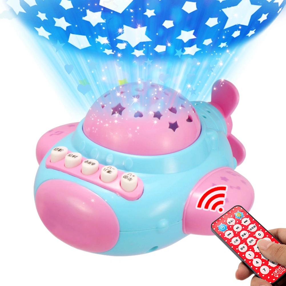 Baby Infant Kids Children Music Story Multifunction Projector Lamp Appease Plane Toy Educational Toy (Pink)