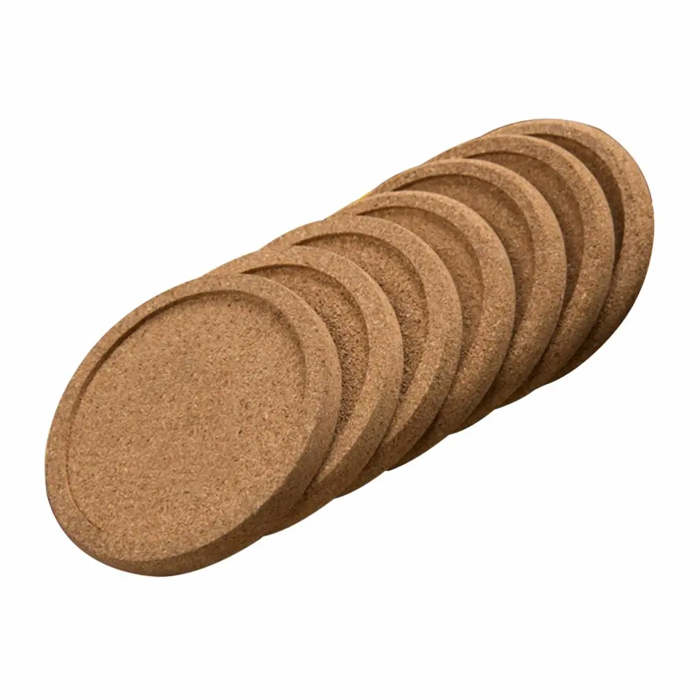 12 Pcs Simple Cork Coasters Round Absorbent Drink Coasters for Home Restaurant Office and Bar 10CM (No Patterns)