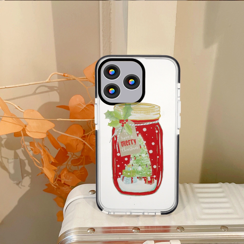 1Pc Christmas Bottle Pattern Phone Shell Phone Cover Compatible for iPhone 13