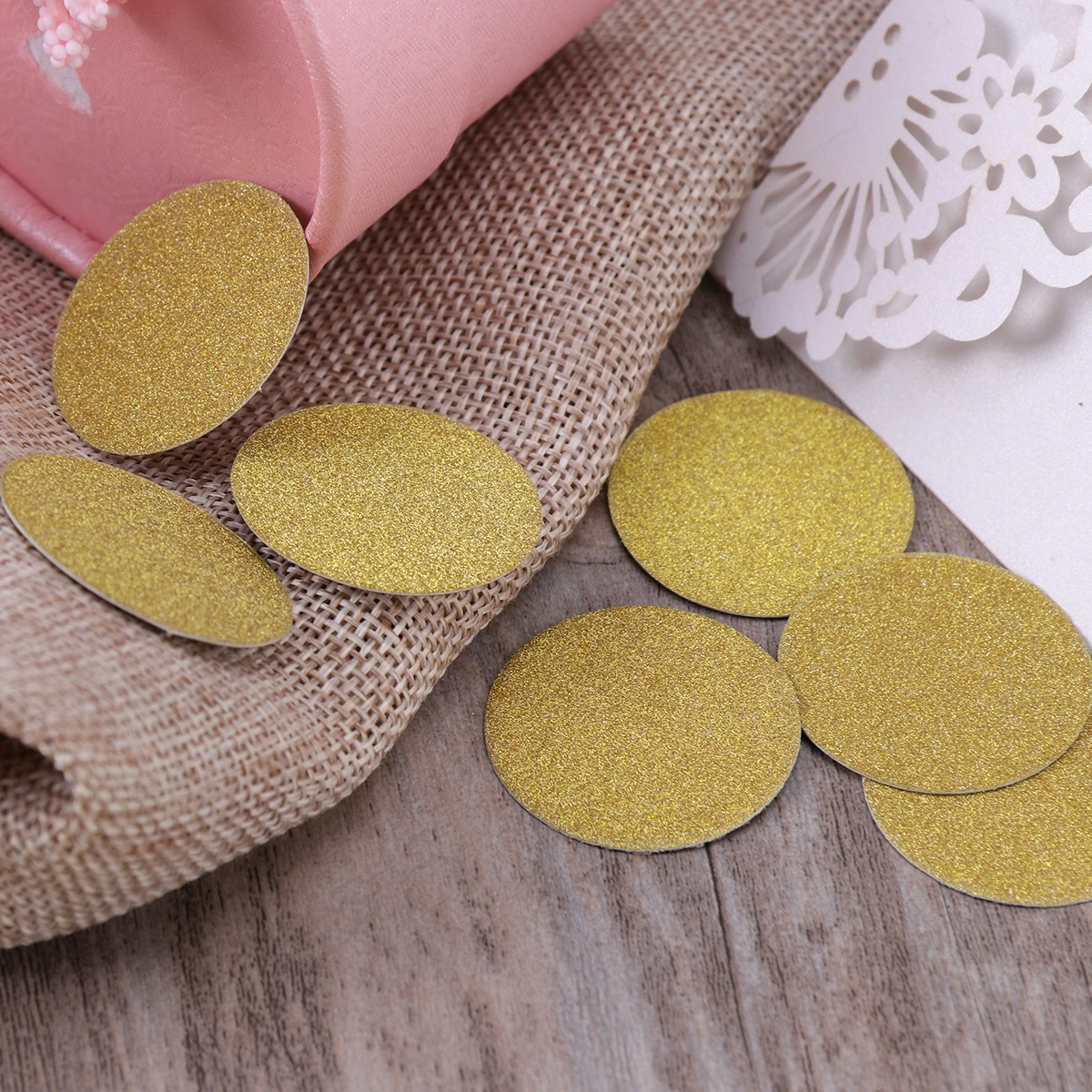100pcs DIY Double-sided Glitter Confetti for Wedding Birthday Party Baby Shower Cupcake Topper Decoration(Golden Round)