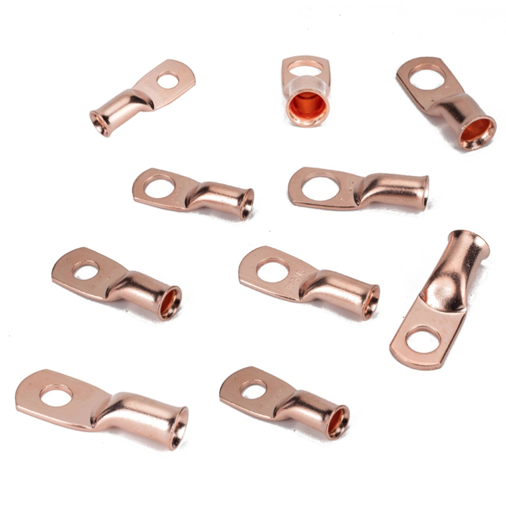 10pcs 4x3/8 Cable Lug Copper Terminals Crimp Ring Battery Welding Wire Connectors Kit with 10pcs Heat Shrink Tube