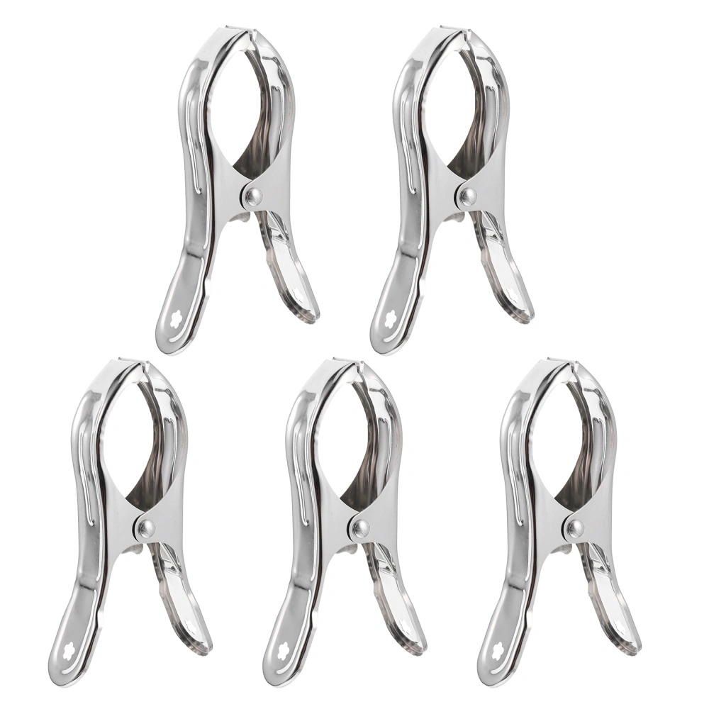 5PCS Multi Function Windproof Clothes Clips Portable Stainless Steel Clamps