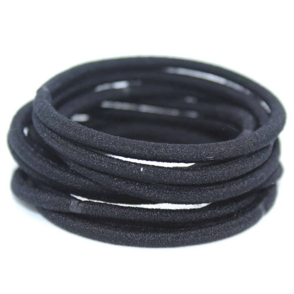 50pcs Nylon Rubber Bands High Elasticity Ponytail Holder Hair Ties Rope for Adults Kids (Black)