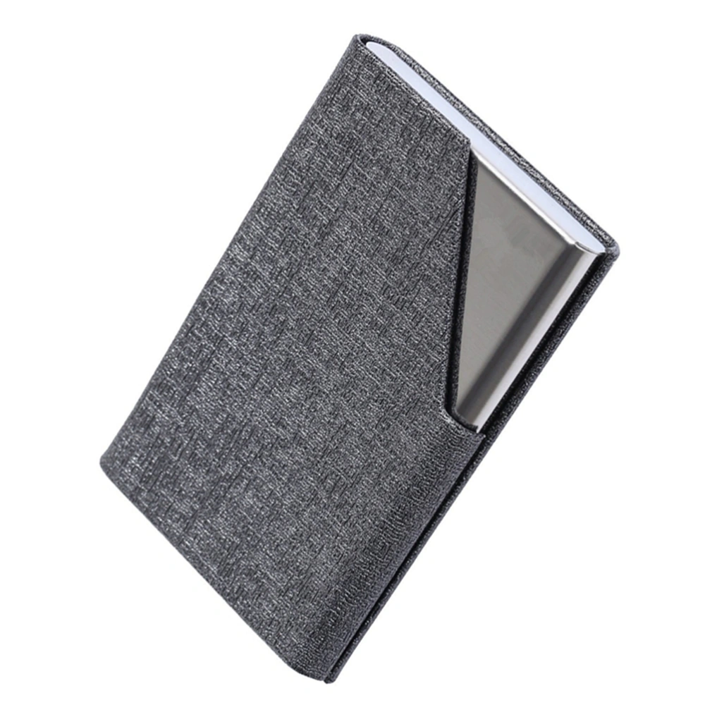 Portable Stainless Steel and Leather Business Name Holder Credit Case Box Organizer (Dark Grey)