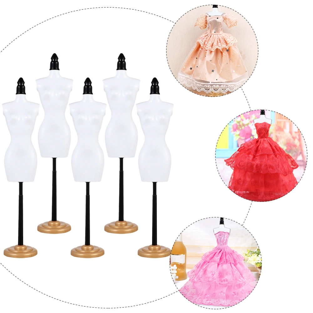 5Pcs Doll Clothes Mannequin Stands Mini Doll Model Racks Dress Display Set