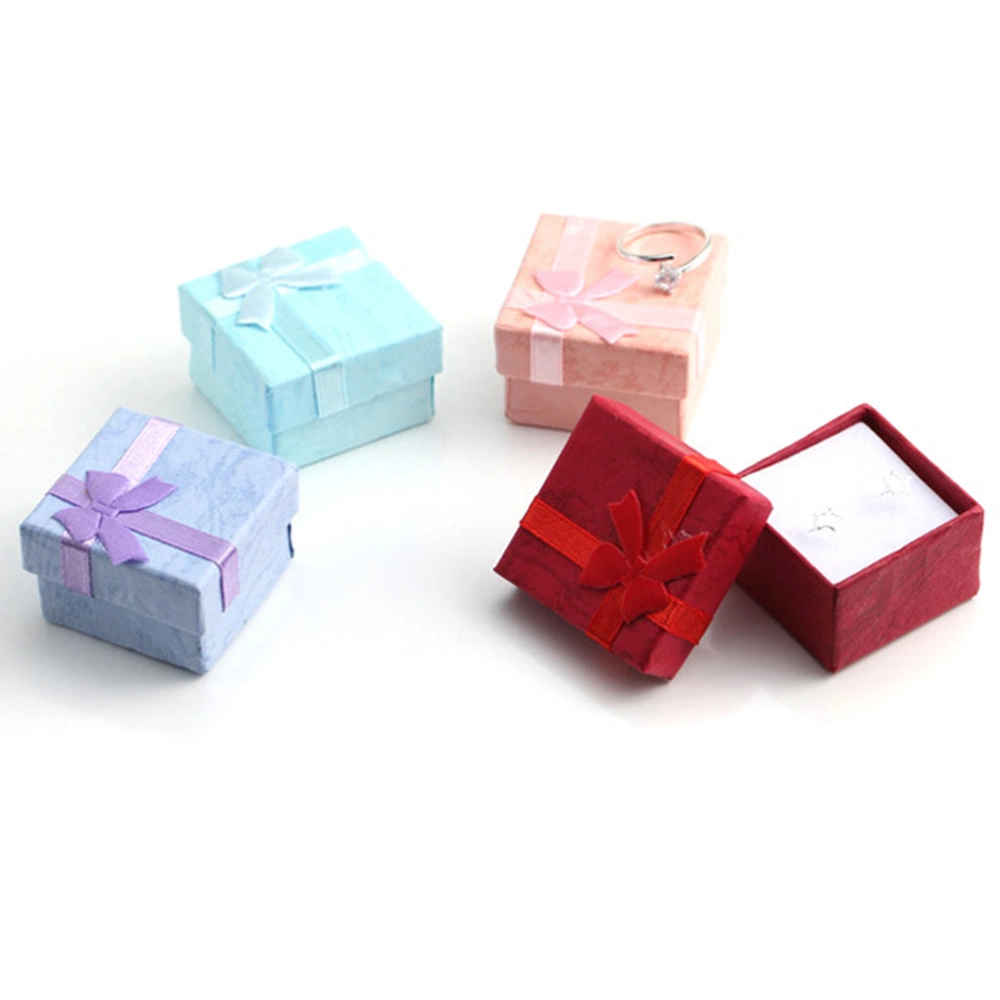 5pcs Square Small Gift Box with Bowknot Decor for Ring Earrings Jewellery (Red)