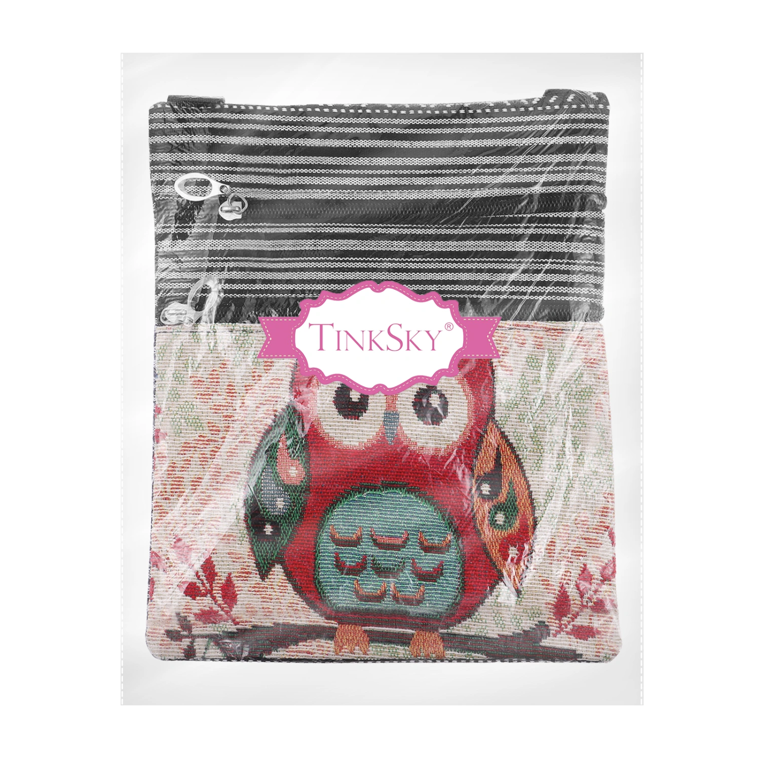 Tinksky Canvas Zipper Bag Owl Printed Bohemian Crossbody Bag Satchel Women Shopping Pouch