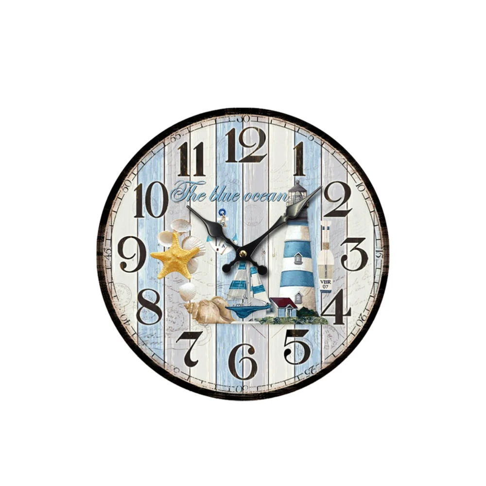 Ocean Theme Wall Clock Household Wall Clock Decor Living Room Wall Clock Wall Decorative Clock (without Battery)