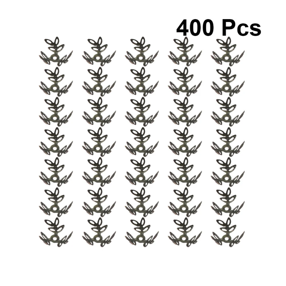 400PCS DIY Jewelry Making Accessories Three-leaf Hollowed-out Flower Accessory Delicate Earrings Making Material Multi-purpose DIY jewelry Making Supplies for Home Store Use Antique Brass