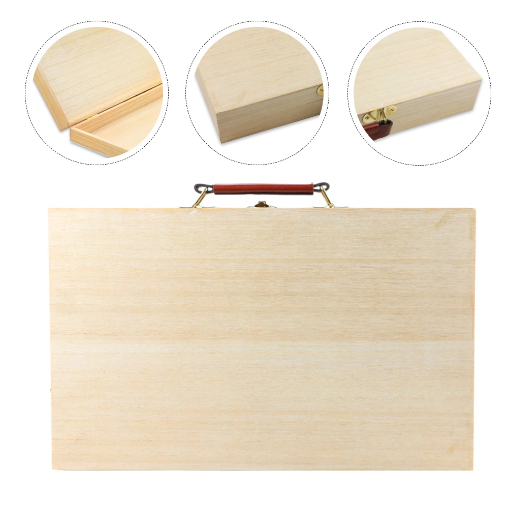 1Pc Handle Empty Box Painting Pen Storage Wooden Box Painting Paint Tray Box