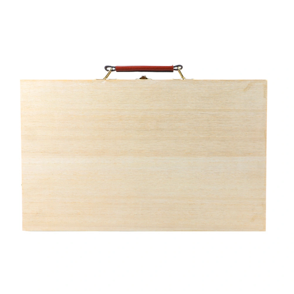 1Pc Handle Empty Box Painting Pen Storage Wooden Box Painting Paint Tray Box