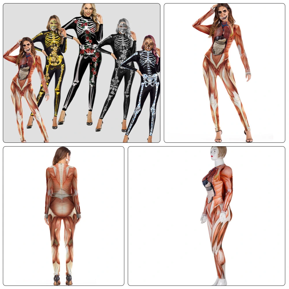 1pc Halloween Cosplay Tight Long Sleeve Jumpsuit Body Muscle Jumpsuit (S/M)