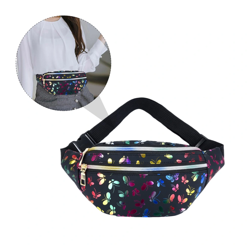 1 Pc Fashionable PU Waist Bag Multipurpose Phone Bag Crossbody Bag (Black)