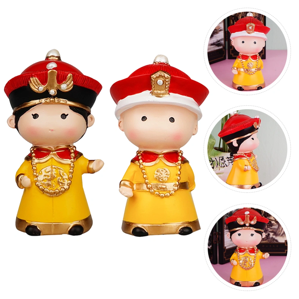 2pcs Chinese Style Emperor Empress Cupcake Ornaments Party Cake Decorations