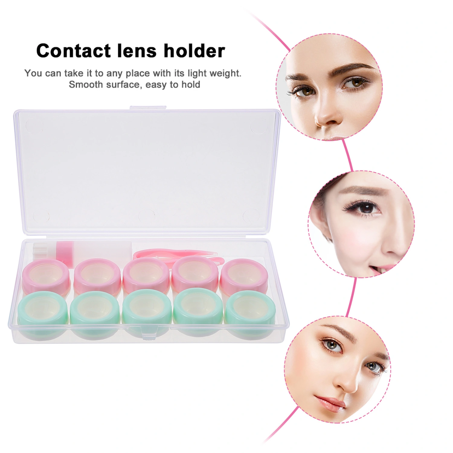 1 Set Transparent Contact-lens Box Holder Portable Contact-lens Container Eye Care Supply