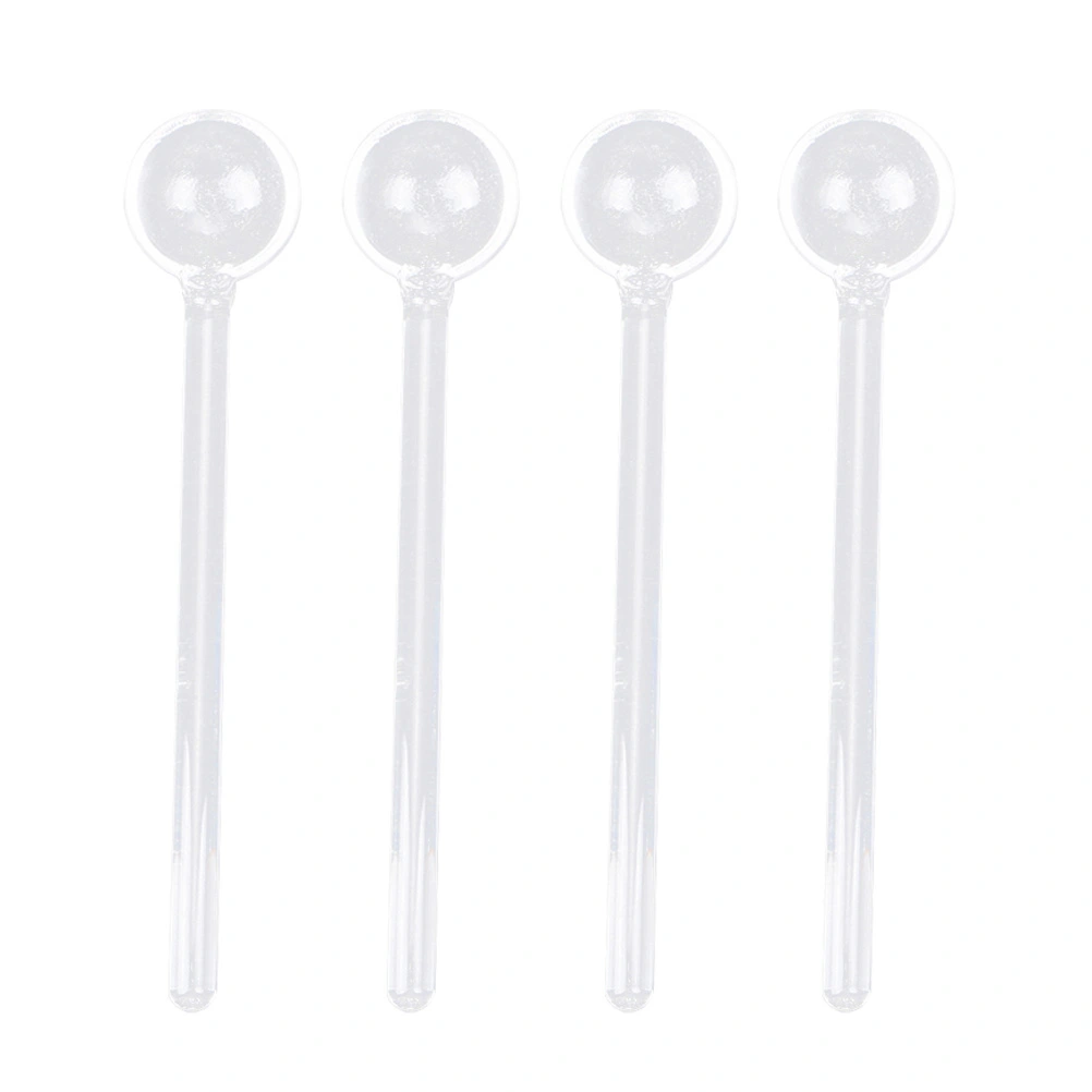 4Pcs Transparent Glass Coffee Stirring Spoon Dessert Spoons Long Handle Spoons