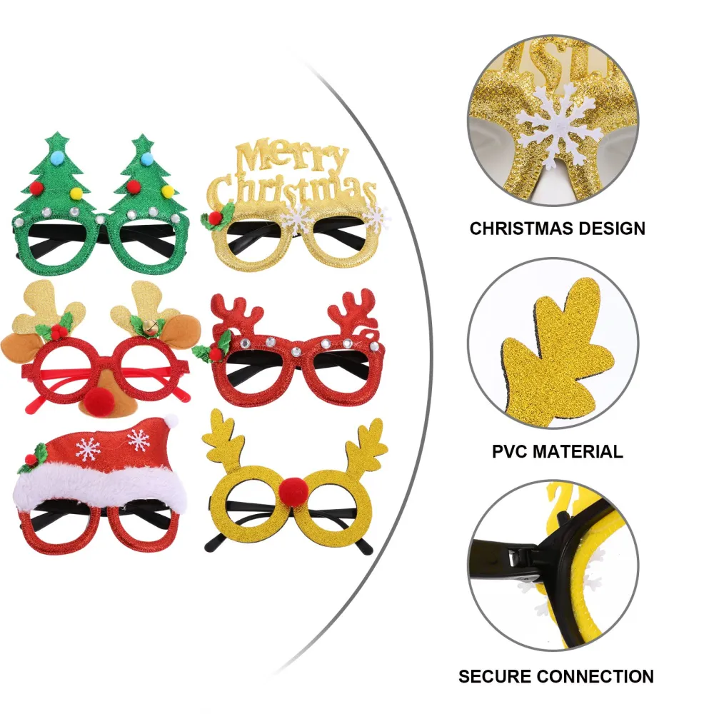 6pcs Adult Kids Eyeglass Christmas Theme Glasses Party Glasses Decoration Random Style