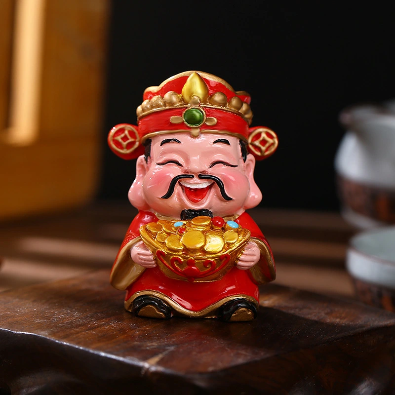 God of Wealth Statue Chinese Style Fortune and Luck Figurine Desktop Ornament New Year Decoration