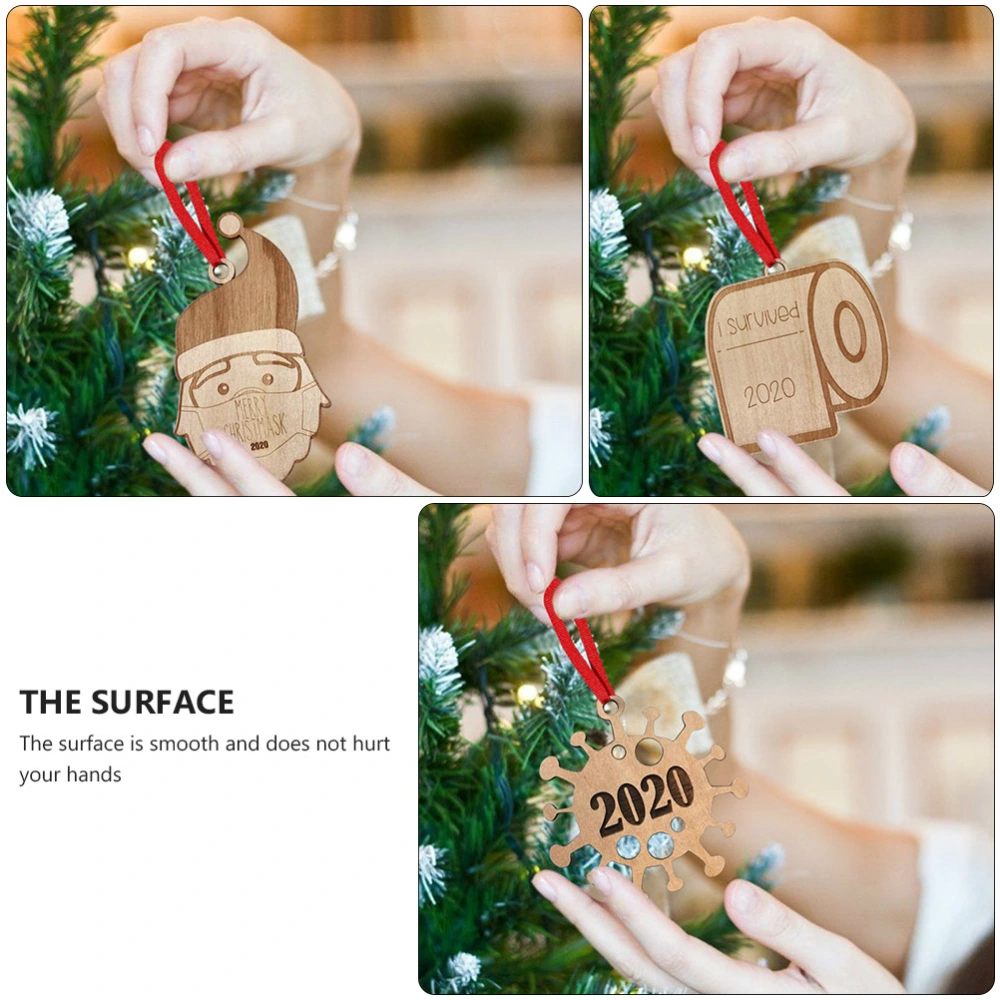 4Pcs Christmas Wooden Ornament Xmas Tree Hanging Pendant Bag Hanging Pendant