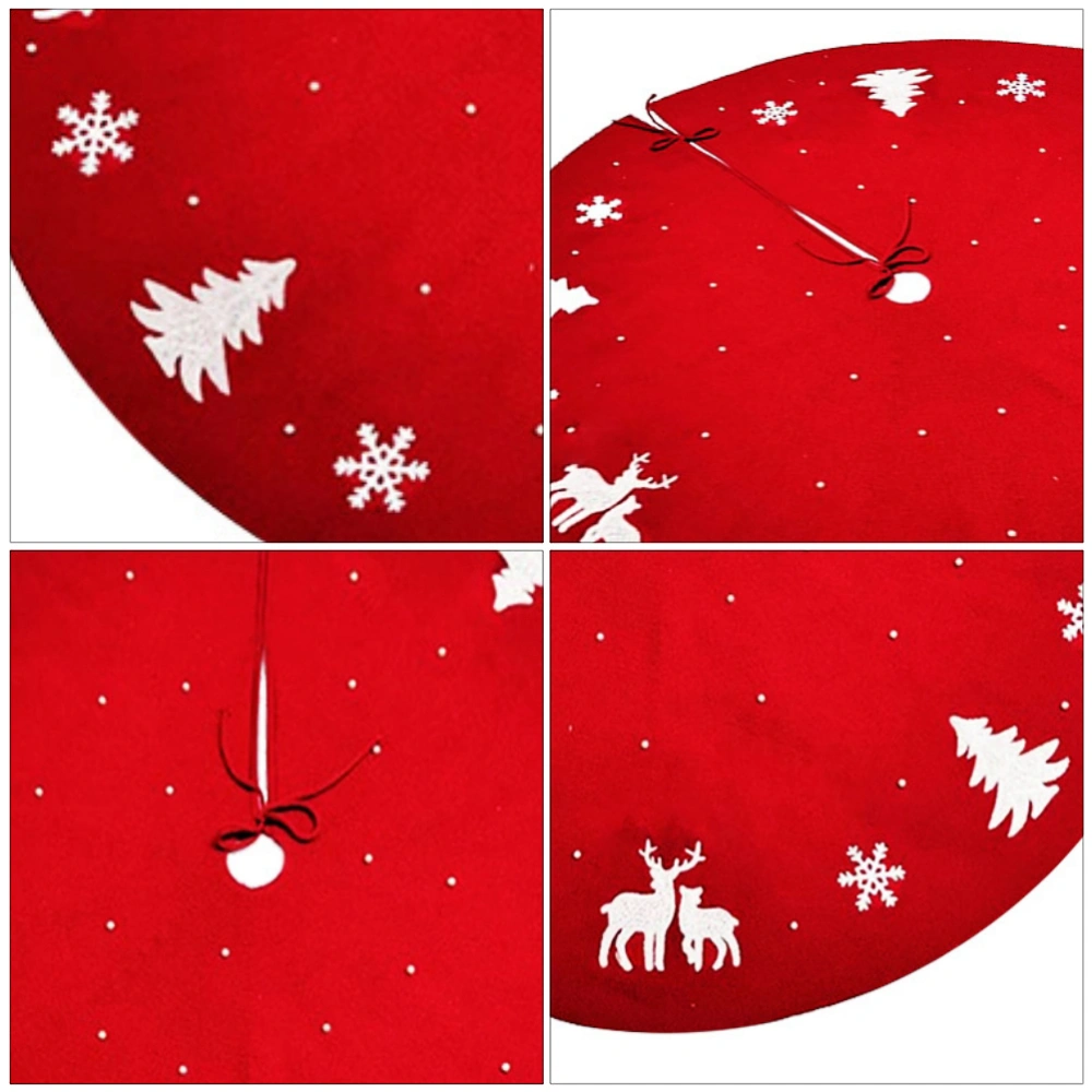 Adorable Printing Christmas Tree Skirt Elk Snowflake Christmas Tree Bottom Cover