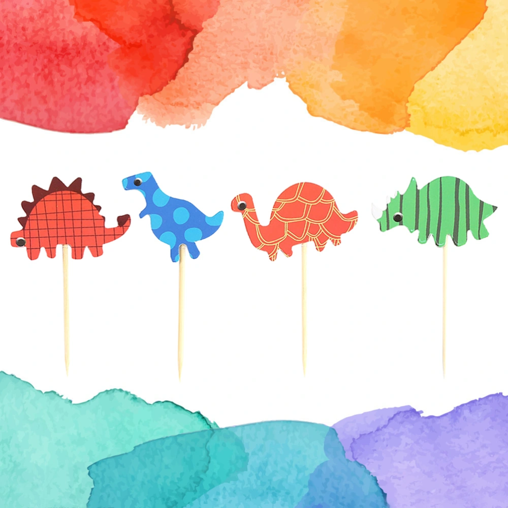 72pcs/set Cake Toppers Dinosaur Cartoon Cupcake Picks Toppers Food Toppers Fruit for Party Birthday Celebration Decorations