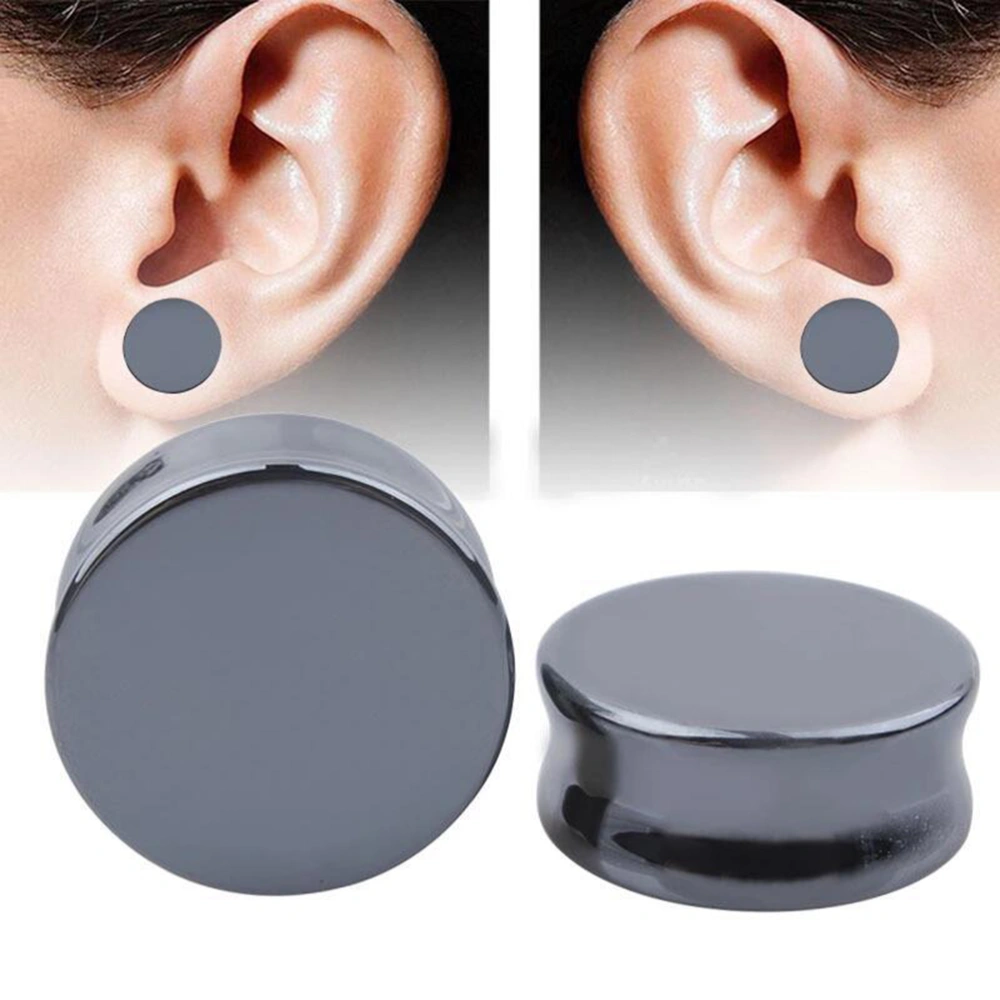 1Pair 19MM Natural Stone Auricle Puncture Ear Expansions Ear Tunnel Plugs Ear Gauges Expanders Body Piercing Jewelry (Black)