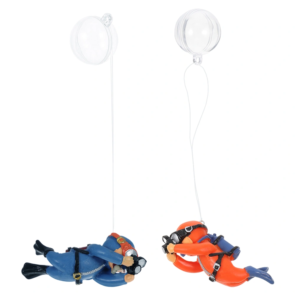 2Pcs Floating Diver Decor Aquarium  Floating Ornament Fish Tank Diver Decor Tank Landscape Decor