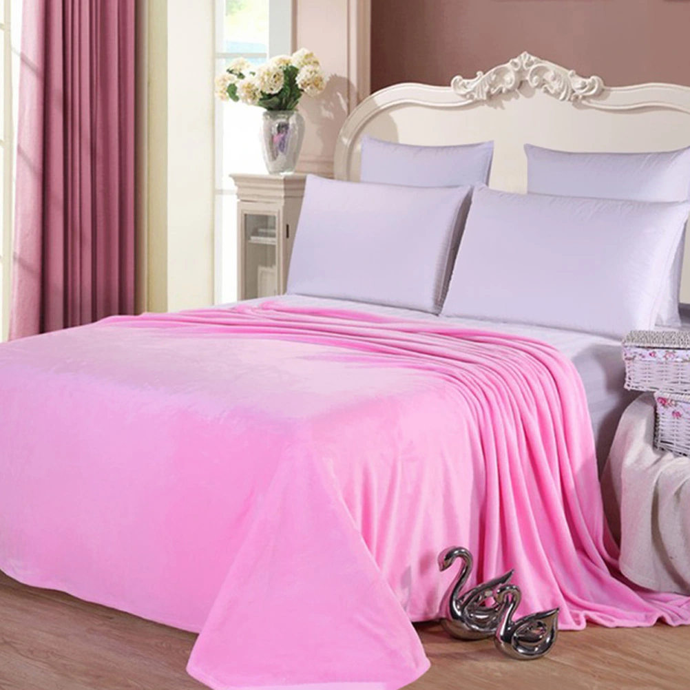 Thick Blankets Flannel Fleece Blanket Lightweight Warm Bed Blanket 70x100cm (Pink)