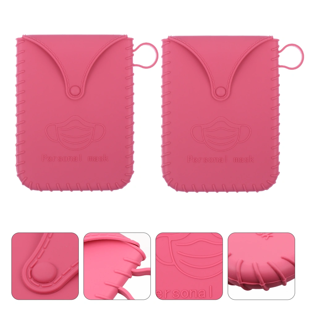 2pcs Silicone Face Covering Storage Cases Portable Face Mask Storage Bags